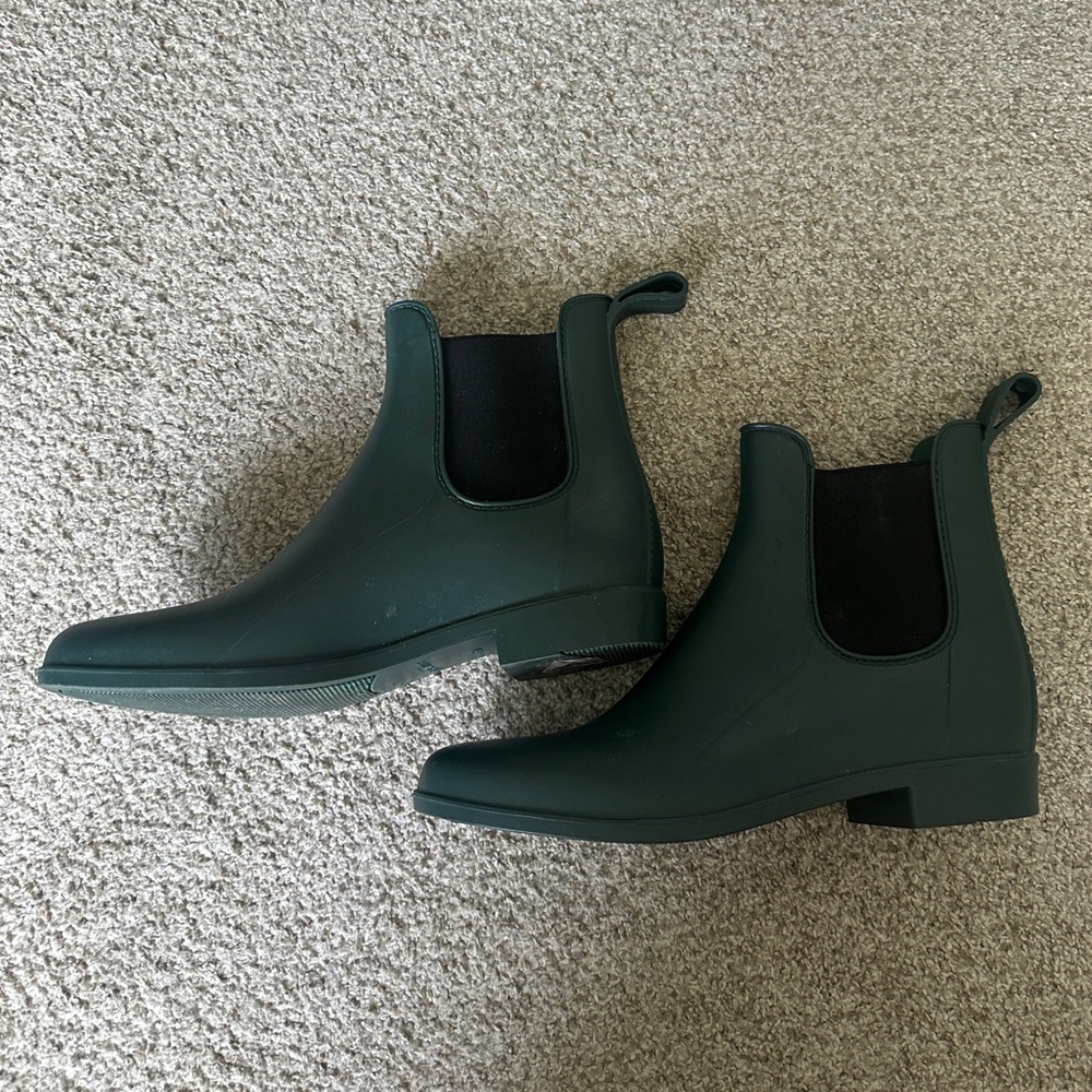 J Crew hunter green rain boots